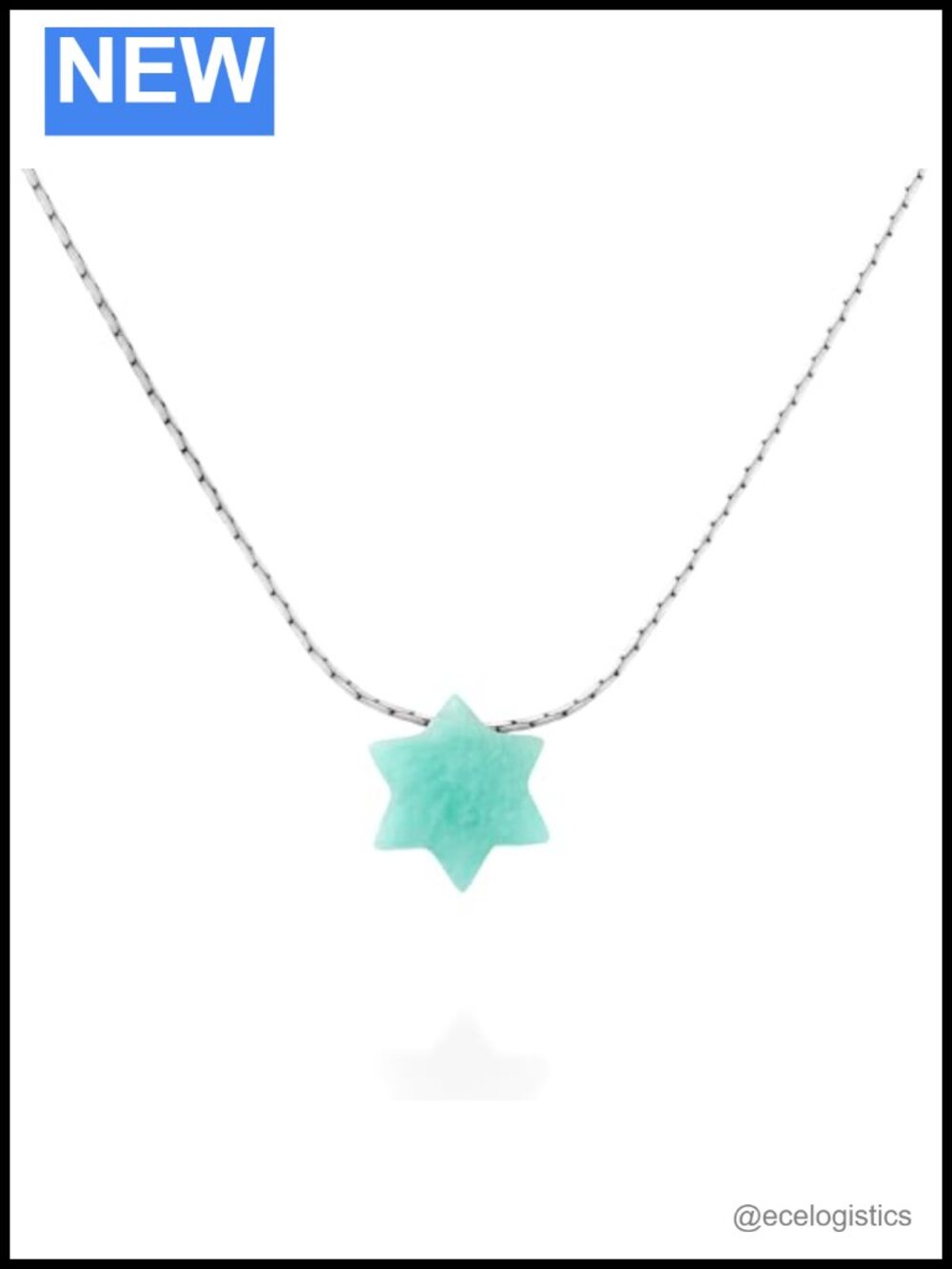 Sterling Silver Star of David Necklace Aquamarine Amazonite Choker
